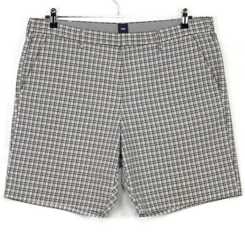 Gap Shorts White Gray Plaid Size 38